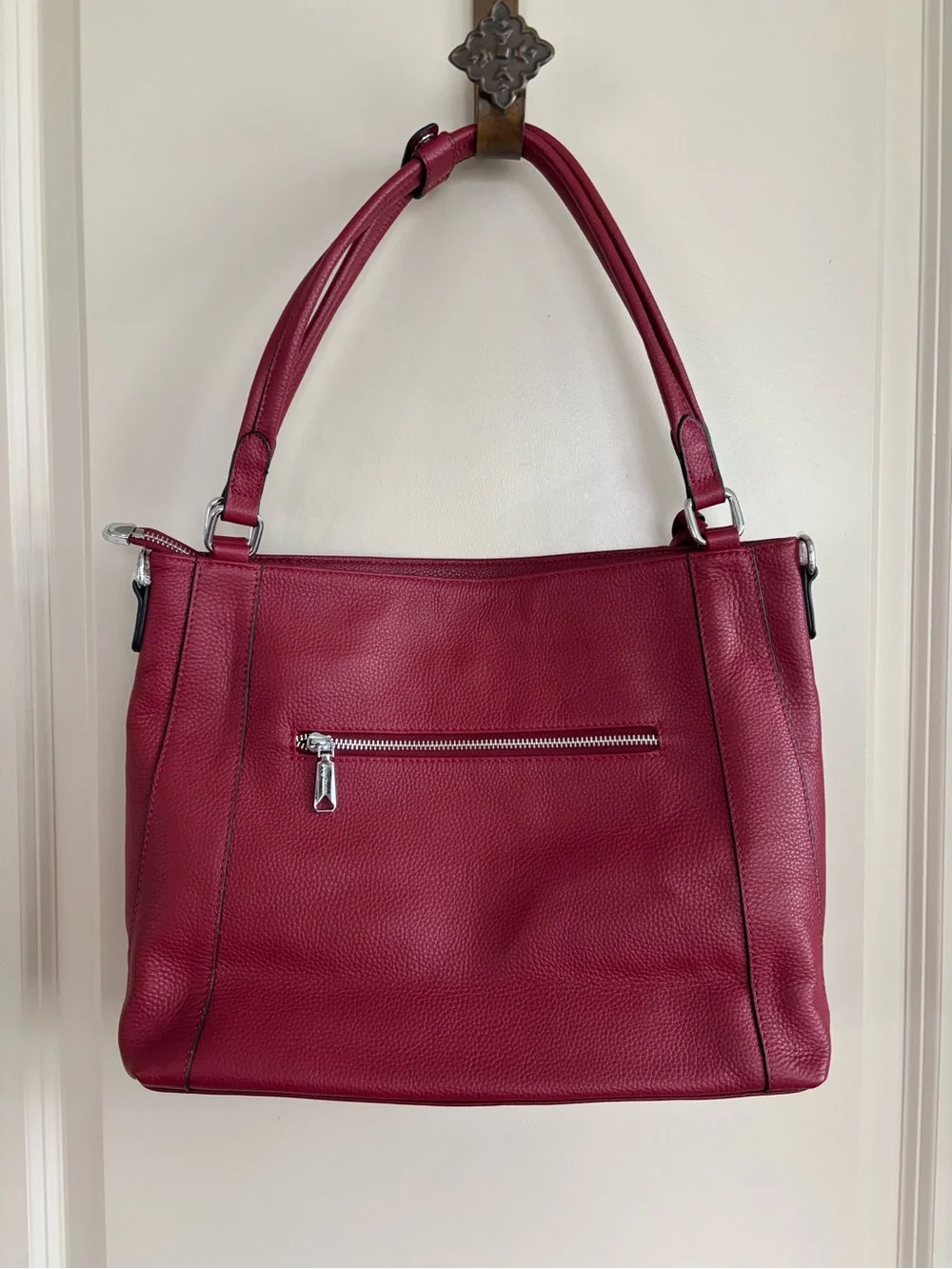 Over Earth Red Wine Genuine Leather Hobo Shoulder & Crossbody Bag New